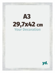 Mura MDF Cornice 29 7x42cm Argento Lucido Vintage Davanti Dimensione | Yourdecoration.it