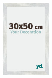 Mura MDF Cornice 30x50cm Argento Lucido Vintage Davanti Dimensione | Yourdecoration.it