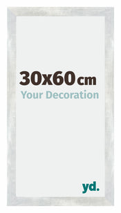 Mura MDF Cornice 30x60cm Argento Lucido Vintage Davanti Dimensione | Yourdecoration.it