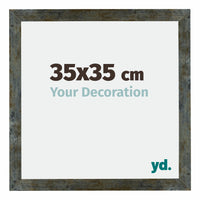 Mura MDF Cornice 35x35cm Blu Oro Fondente Davanti Dimensione | Yourdecoration.it