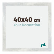 Mura MDF Cornice 40x40cm Argento Lucido Vintage Davanti Dimensione | Yourdecoration.it