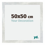 Mura MDF Cornice 50x50cm Argento Lucido Vintage Davanti Dimensione | Yourdecoration.it