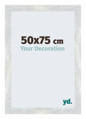 Mura MDF Cornice 50x75cm Argento Lucido Vintage Davanti Dimensione | Yourdecoration.it