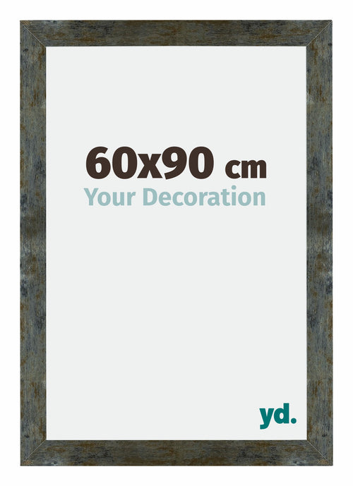 Mura MDF Cornice 60x90cm Blu Oro Fondente Davanti Dimensione | Yourdecoration.it