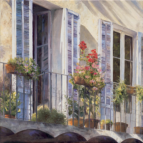 PGM CSO 46 Christian Sommer Balcon a Grasse Provence Stampa Artistica 98x98cm | Yourdecoration.it