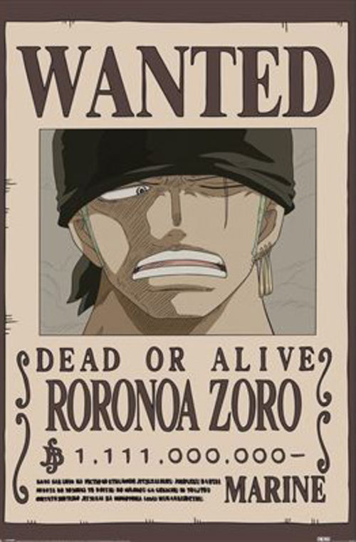 Poster One Piece Wanted Zoro 61x91 5cm PP2501065 | Yourdecoration.it