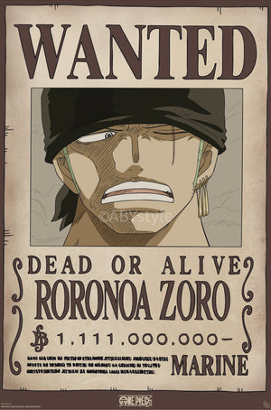 Poster One Piece Wanted Zoro Wano 61x91 5cm Abystyle GBYDCO619 | Yourdecoration.it