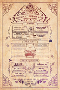 Harry Potter School List Poster 61X91 5cm | Yourdecoration.it