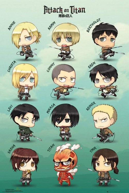 GBeye Attack on Titan Chibi Characters Poster 61x91,5cm | Yourdecoration.it
