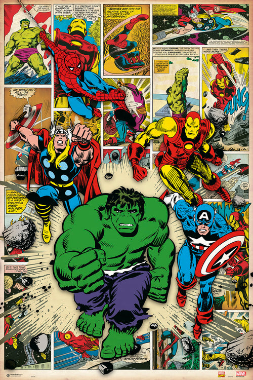 Grupo Erik GPE4786 Marvel Comics Here Come The Heroes Poster 61X91,5cm | Yourdecoration.it