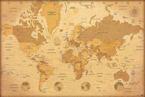 Grupo Erik GPE5029 Map World Es Vintage Poster 91,5X61cm | Yourdecoration.it