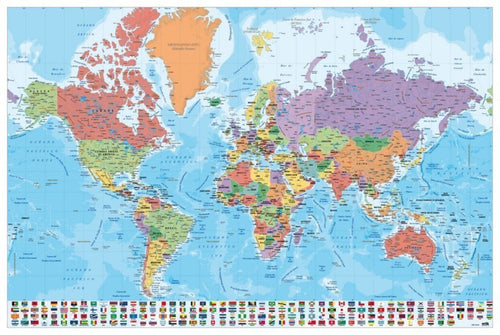 Grupo Erik GPE5044 Map World Es Physical Politic Poster 91,5X61cm | Yourdecoration.it