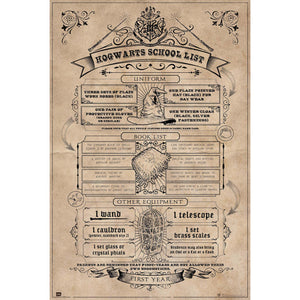 Grupo Erik GPE5158 Harry Potter Hogwarts School List Poster 61X91,5cm | Yourdecoration.it