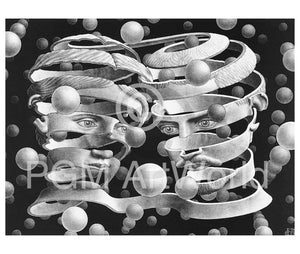pgm ese 22 m c escher band ohne ende stampa artistica 65x55cm | Yourdecoration.it