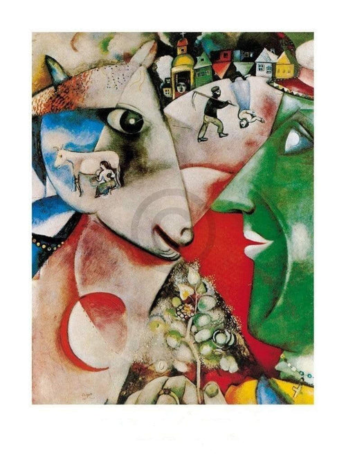 pgm mch 268 marc chagall i and the village 1911 stampa artistica 60x80cm | Yourdecoration.it