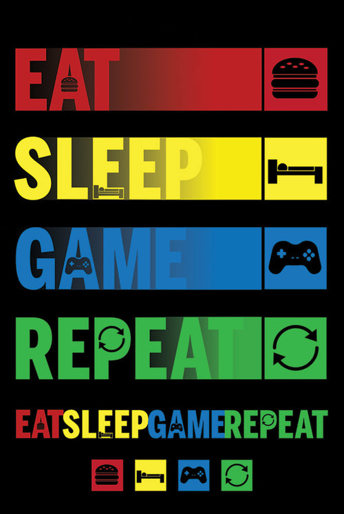 Pyramid Eat Sleep Game Repeat Poster 61x91,5cm | Yourdecoration.it