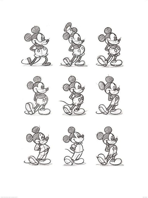 pyramid ppr40337 mickey mouse sketched multi stampa artistica 60x80cm | Yourdecoration.it