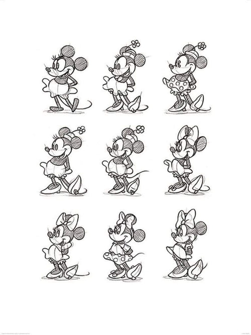 pyramid ppr40338 minnie mouse sketched multi stampa artistica 60x80cm | Yourdecoration.it