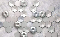 6004A Vd4 Komar Hexagon Concrete Carta Da Parati In Tessuto Non Tessuto 400X250cm 4 Strisce | Yourdecoration.it